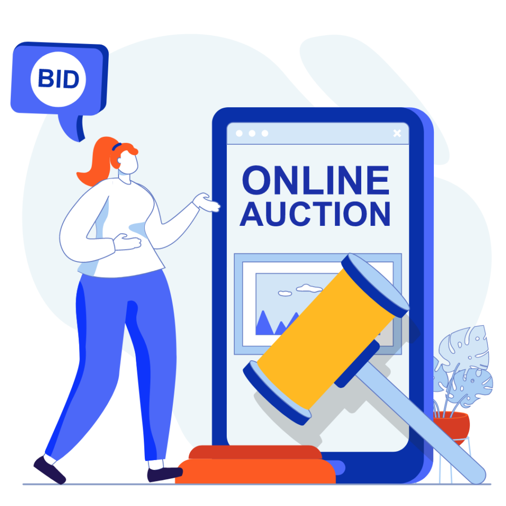 Her er et animationsbillede, som illustrerer at Google Ads er en aktion omkring annonceplaceringer, og at der er en konkurrence om annoncepladserne.