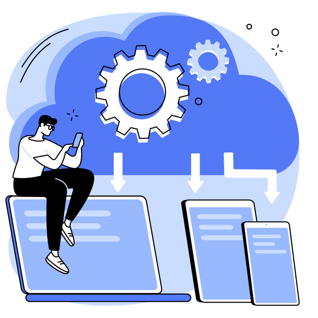 En animation som viser de forskellige mekanismer og nødvendige opsætninger i forbindelse med opsætningen af en Google Ads konto.