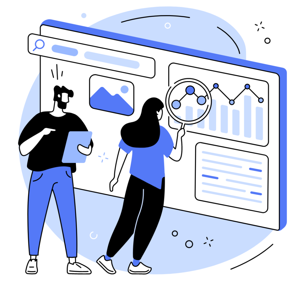 Her beskrives gennem animationsbilledet, at vi hos Digitalboost hver måned udarbejder en månedlig rapport for vores kunder.